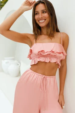 Cropped>Hello Molly Coral Cove Satin Crop Top Orange