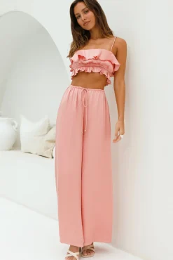 Pants>Hello Molly Coral Cove Satin Pants Orange