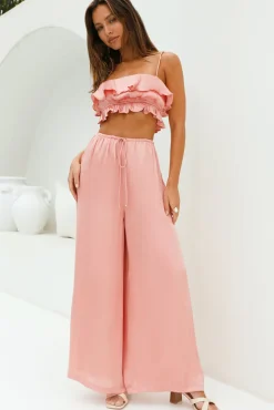 Pants>Hello Molly Coral Cove Satin Pants Orange