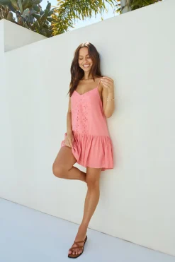 Vacation Dresses|Spring Break Dresses>Hello Molly Coral Craze Mini Dress Pink