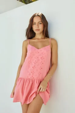 Vacation Dresses|Spring Break Dresses>Hello Molly Coral Craze Mini Dress Pink