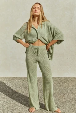 Pants|Two-Piece Pants Set>Hello Molly Coral Sands Pants Green