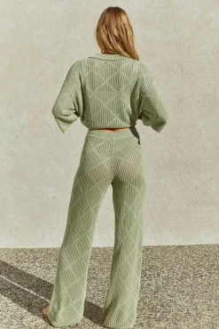 Pants|Two-Piece Pants Set>Hello Molly Coral Sands Pants Green