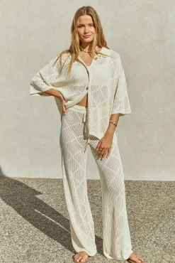 Two-Piece Pants Set>Hello Molly Coral Sands Pants White