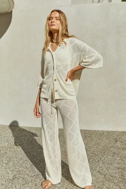 Two-Piece Pants Set>Hello Molly Coral Sands Pants White
