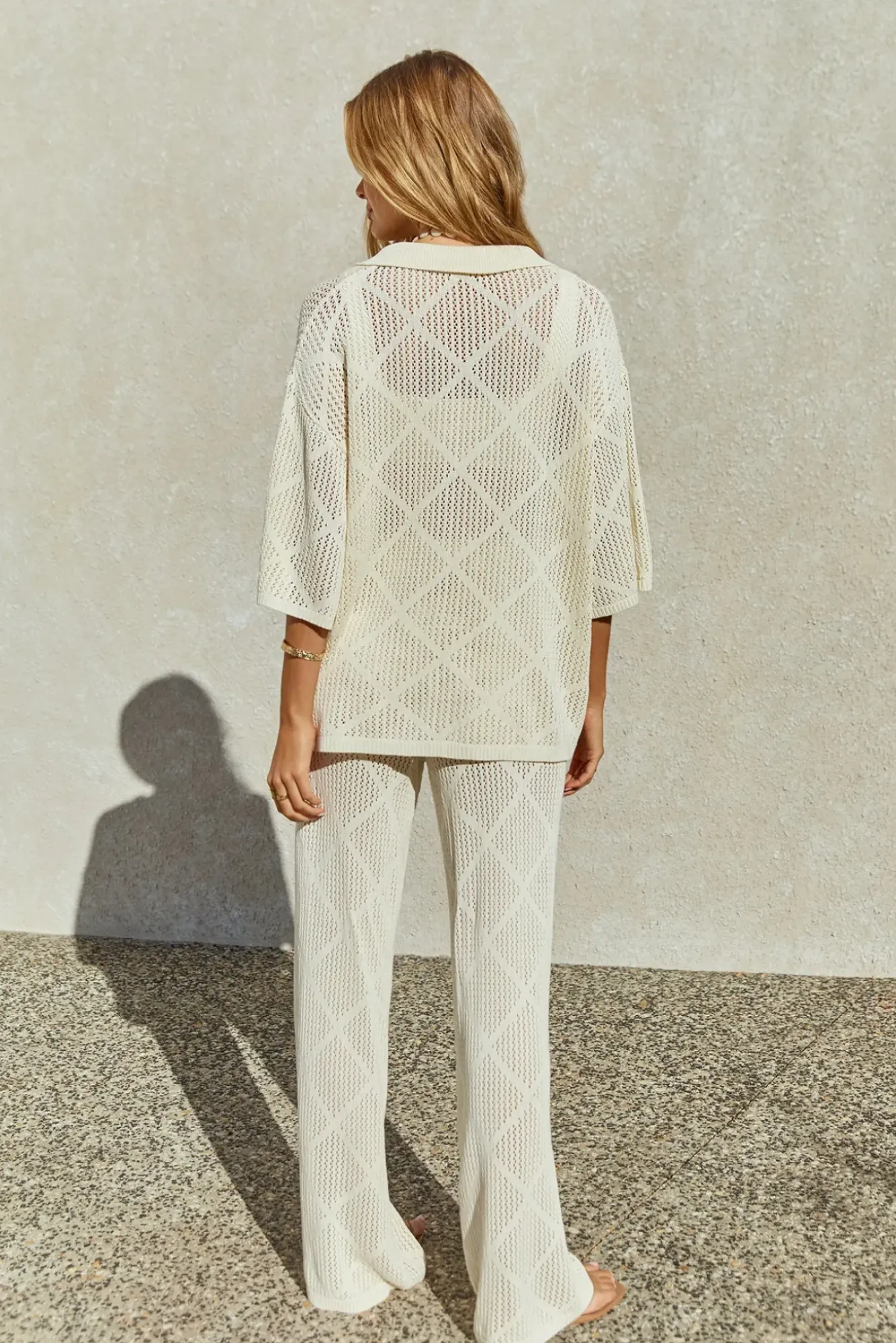 Two-Piece Pants Set>Hello Molly Coral Sands Pants White