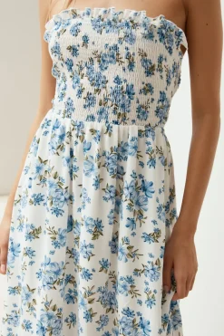 Vacation Dresses|Brunch Dresses>Hello Molly Cornflower Blooms Maxi Dress Blue