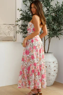 Brunch Dresses|Summer Dresses>Hello Molly Cottage Living Strapless Maxi Dress Pink