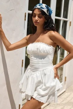 Spring Break Dresses|Casual Dresses>Hello Molly Country Darling Strapless Mini Dress White