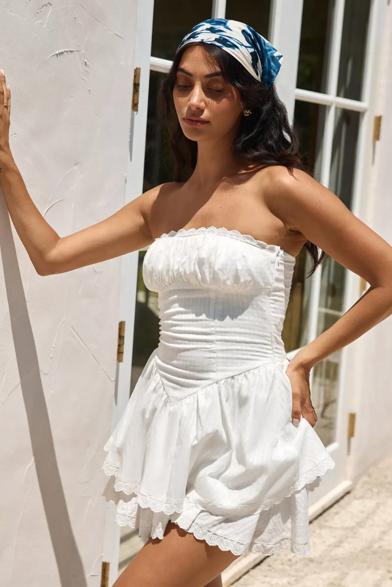 Spring Break Dresses|Casual Dresses>Hello Molly Country Darling Strapless Mini Dress White