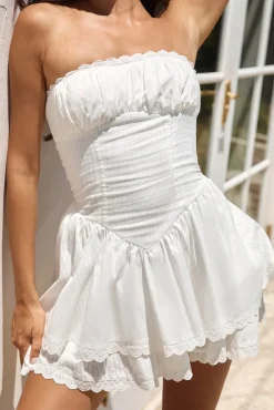 Spring Break Dresses|Casual Dresses>Hello Molly Country Darling Strapless Mini Dress White