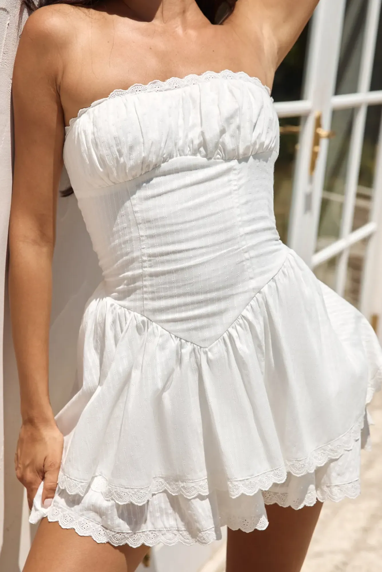 Spring Break Dresses|Casual Dresses>Hello Molly Country Darling Strapless Mini Dress White