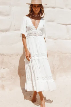 Spring Break Dresses|Bump Friendly>Hello Molly Cowboy Midi Dress White