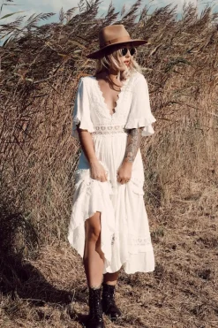 Spring Break Dresses|Bump Friendly>Hello Molly Cowboy Midi Dress White
