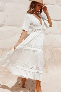Spring Break Dresses|Bump Friendly>Hello Molly Cowboy Midi Dress White