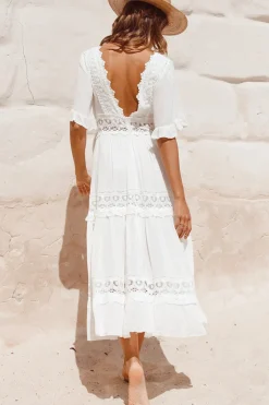 Spring Break Dresses|Bump Friendly>Hello Molly Cowboy Midi Dress White