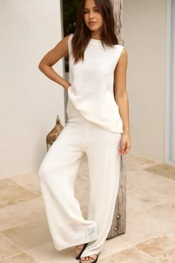 Pants|Two-Piece Pants Set>Hello Molly Cozy Evenings Pant White