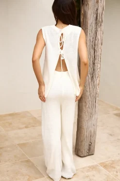Cropped|Two-Piece Pants Set>Hello Molly Cozy Evenings Vest Top White