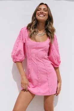 Casual Dresses|Long Sleeve Dresses>Hello Molly Crashing Into You Dress Pink