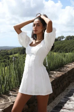 Spring Break Dresses|Brunch Dresses>Hello Molly Crashing Into You Dress White