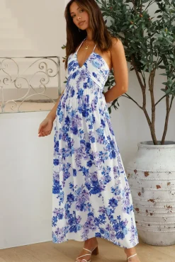 Bump Friendly|Casual Dresses>Hello Molly Cross My Heart Halter Maxi Dress Blue