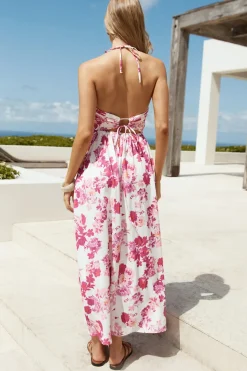 Brunch Dresses|Summer Dresses>Hello Molly Cross My Heart Halter Maxi Dress Pink