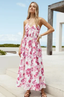 Brunch Dresses|Summer Dresses>Hello Molly Cross My Heart Halter Maxi Dress Pink