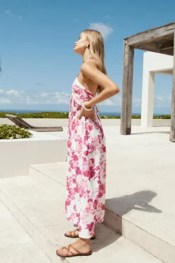 Brunch Dresses|Summer Dresses>Hello Molly Cross My Heart Halter Maxi Dress Pink