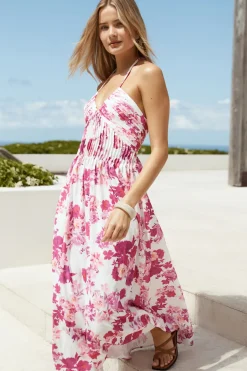 Brunch Dresses|Summer Dresses>Hello Molly Cross My Heart Halter Maxi Dress Pink