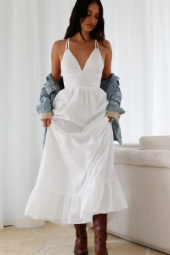 Vacation Dresses|Flowy Dresses>Hello Molly Crystal Clarity Maxi Dress White