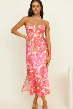 Spring Break Dresses|Satin Dresses>Hello Molly Crystal Clear Maxi Dress Pink
