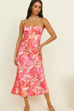 Spring Break Dresses|Satin Dresses>Hello Molly Crystal Clear Maxi Dress Pink