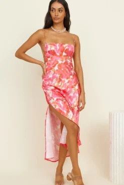 Spring Break Dresses|Satin Dresses>Hello Molly Crystal Clear Maxi Dress Pink