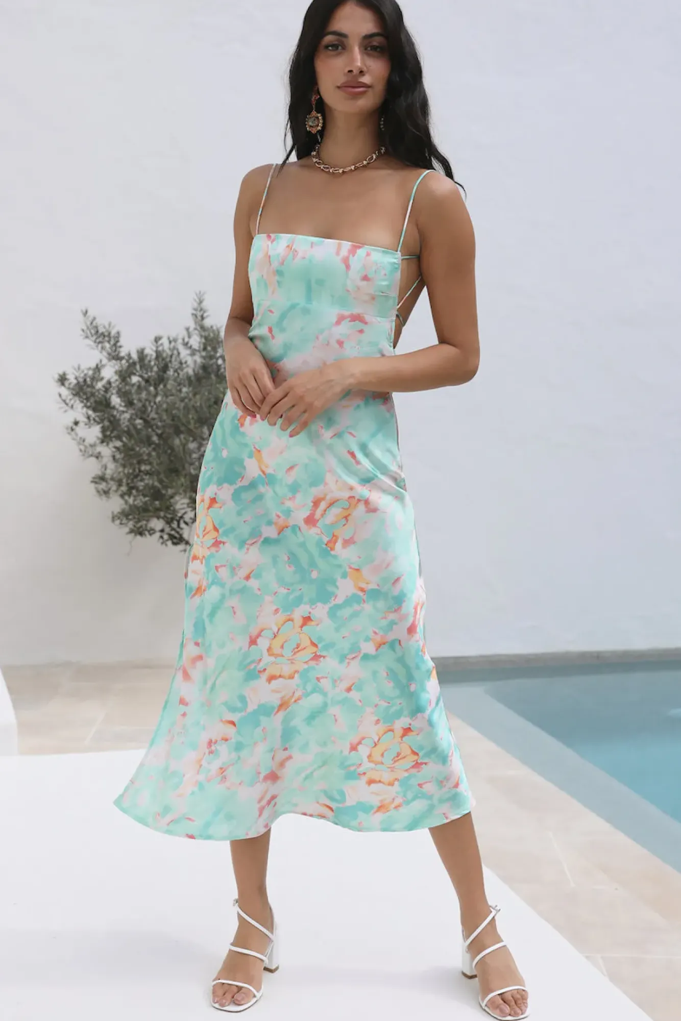 Midi Dresses>Hello Molly Crystal Clear Midi Dress Green