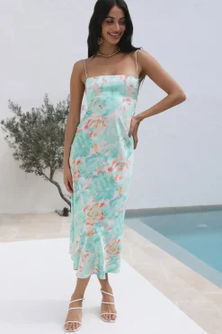 Midi Dresses>Hello Molly Crystal Clear Midi Dress Green
