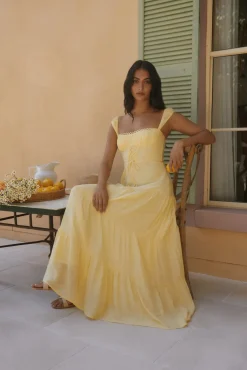 Vacation Dresses|Brunch Dresses>Hello Molly Crystal Waters Maxi Dress Yellow