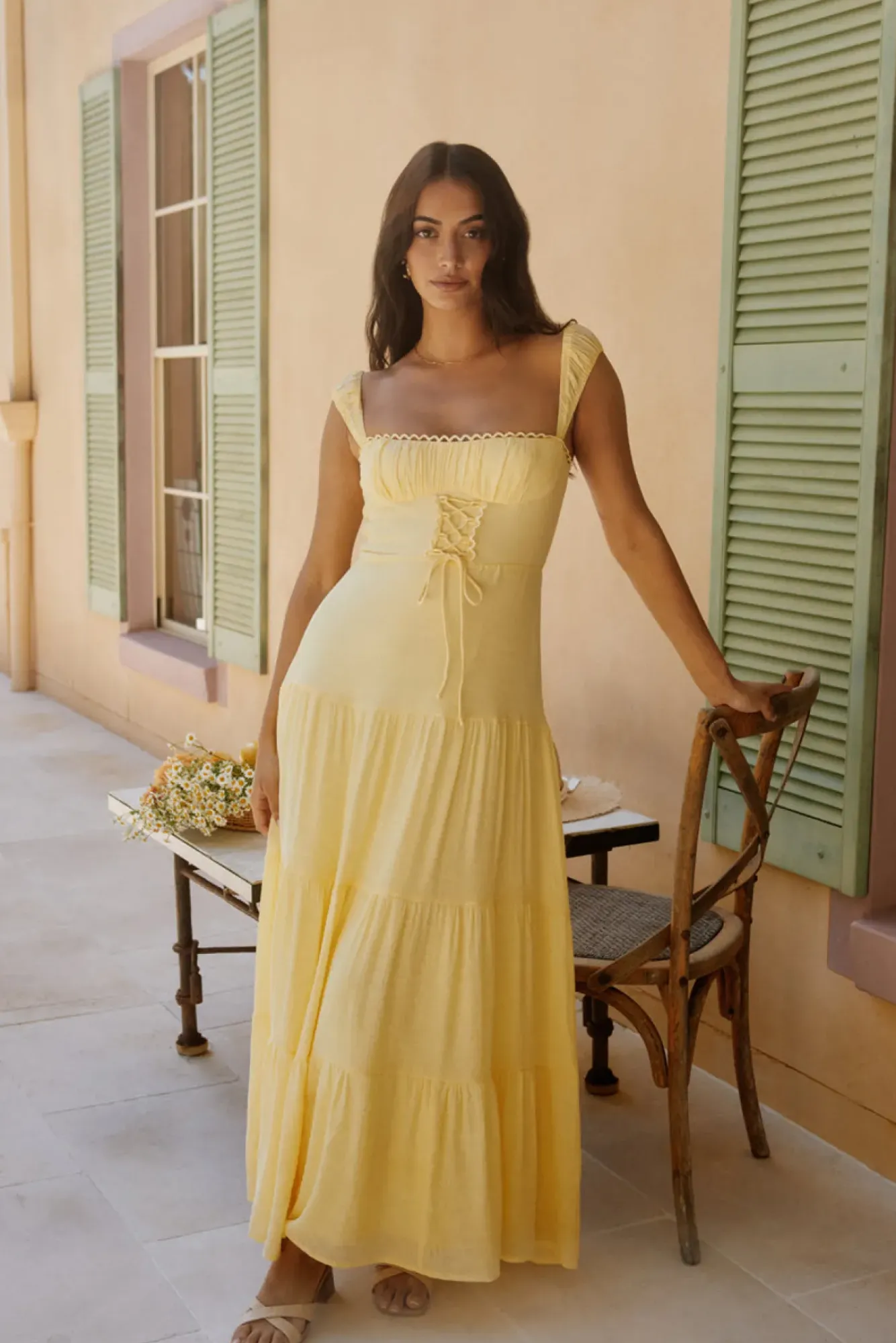 Vacation Dresses|Brunch Dresses>Hello Molly Crystal Waters Maxi Dress Yellow