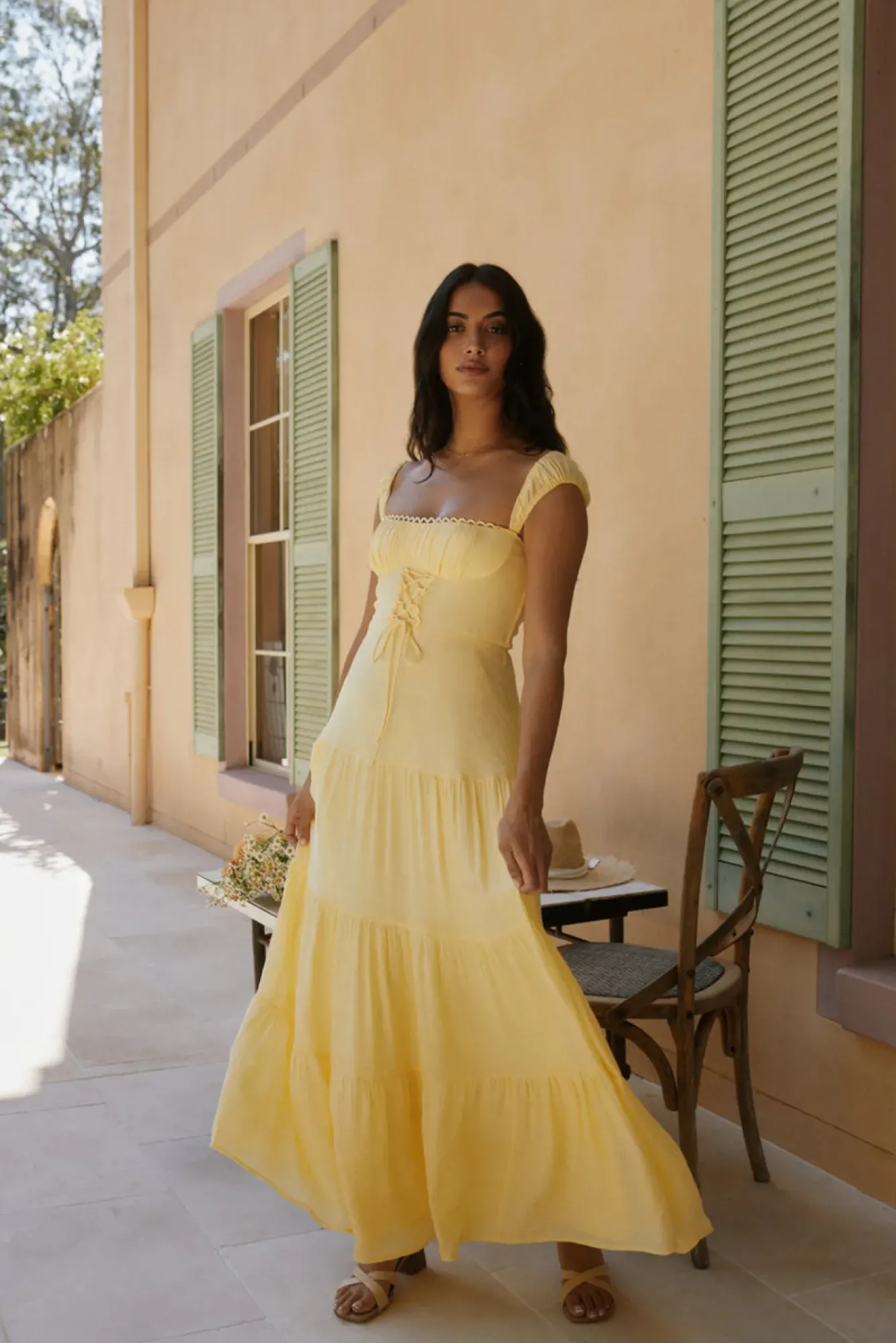 Vacation Dresses|Brunch Dresses>Hello Molly Crystal Waters Maxi Dress Yellow