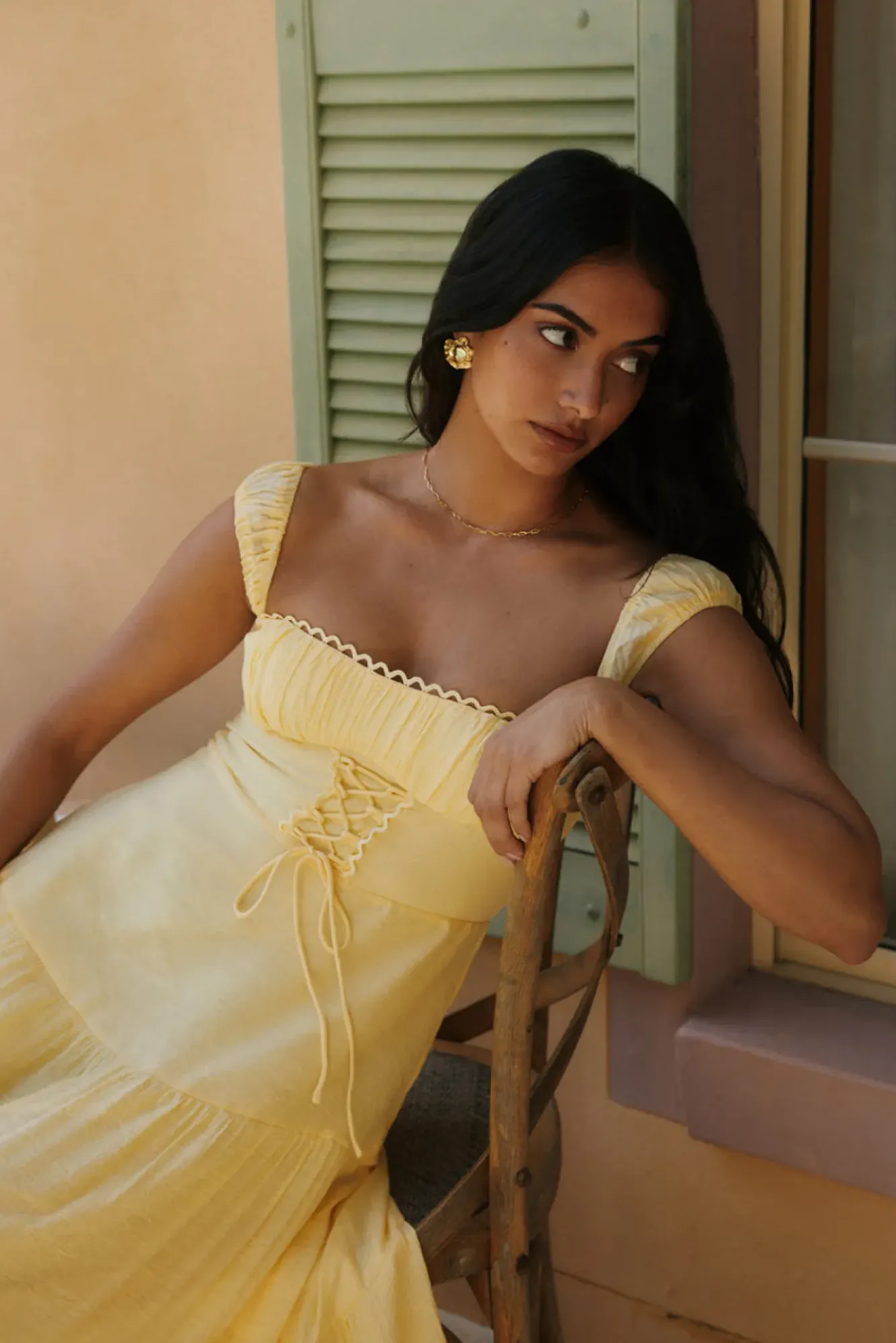 Vacation Dresses|Brunch Dresses>Hello Molly Crystal Waters Maxi Dress Yellow