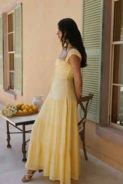 Vacation Dresses|Brunch Dresses>Hello Molly Crystal Waters Maxi Dress Yellow