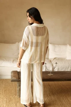 Two-Piece Pants Set>Hello Molly Cusp Of Wander Crochet Set Beige