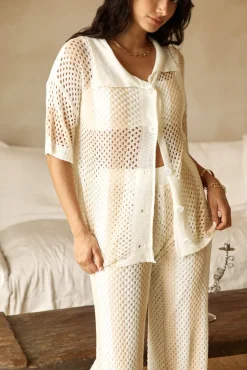 Two-Piece Pants Set>Hello Molly Cusp Of Wander Crochet Set Beige
