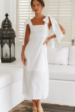 Vacation Dresses|Spring Break Dresses>Hello Molly Daily Affirmations Maxi Dress White