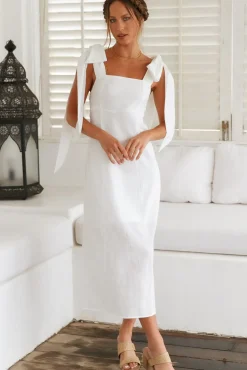 Vacation Dresses|Spring Break Dresses>Hello Molly Daily Affirmations Maxi Dress White