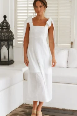Vacation Dresses|Spring Break Dresses>Hello Molly Daily Affirmations Maxi Dress White