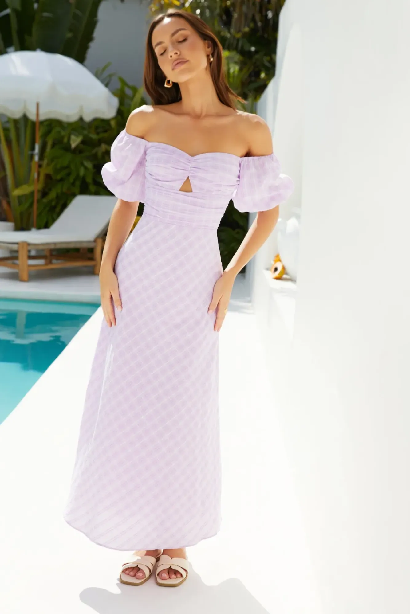 Vacation Dresses|Brunch Dresses>Hello Molly Dainty Cloud Maxi Dress Purple