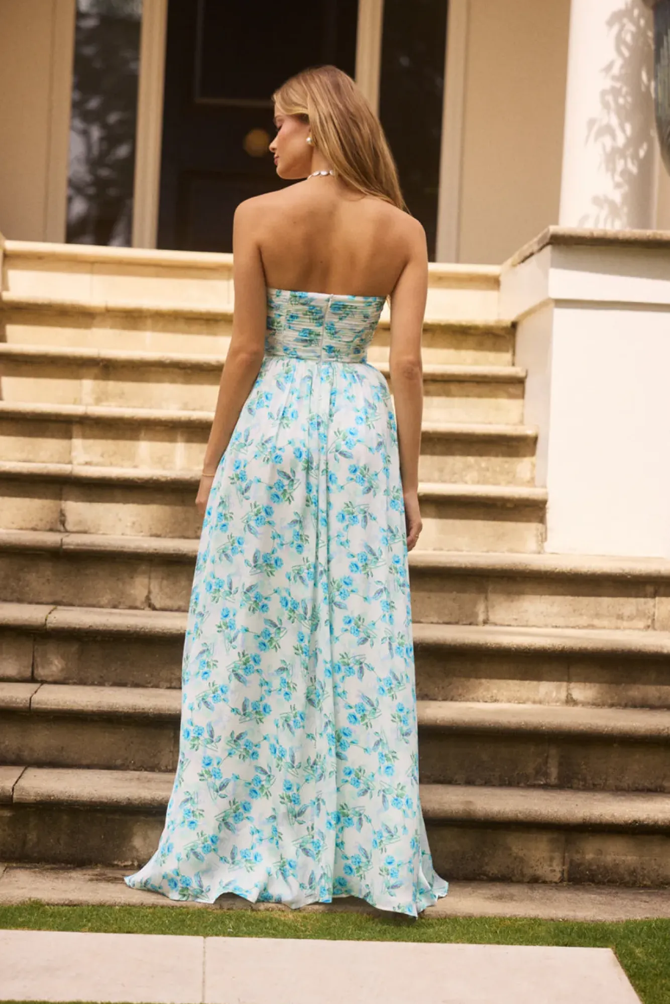 Wedding Guest Dresses|Cocktail Dresses>Hello Molly Dainty Events Strapless Maxi Dress Blue