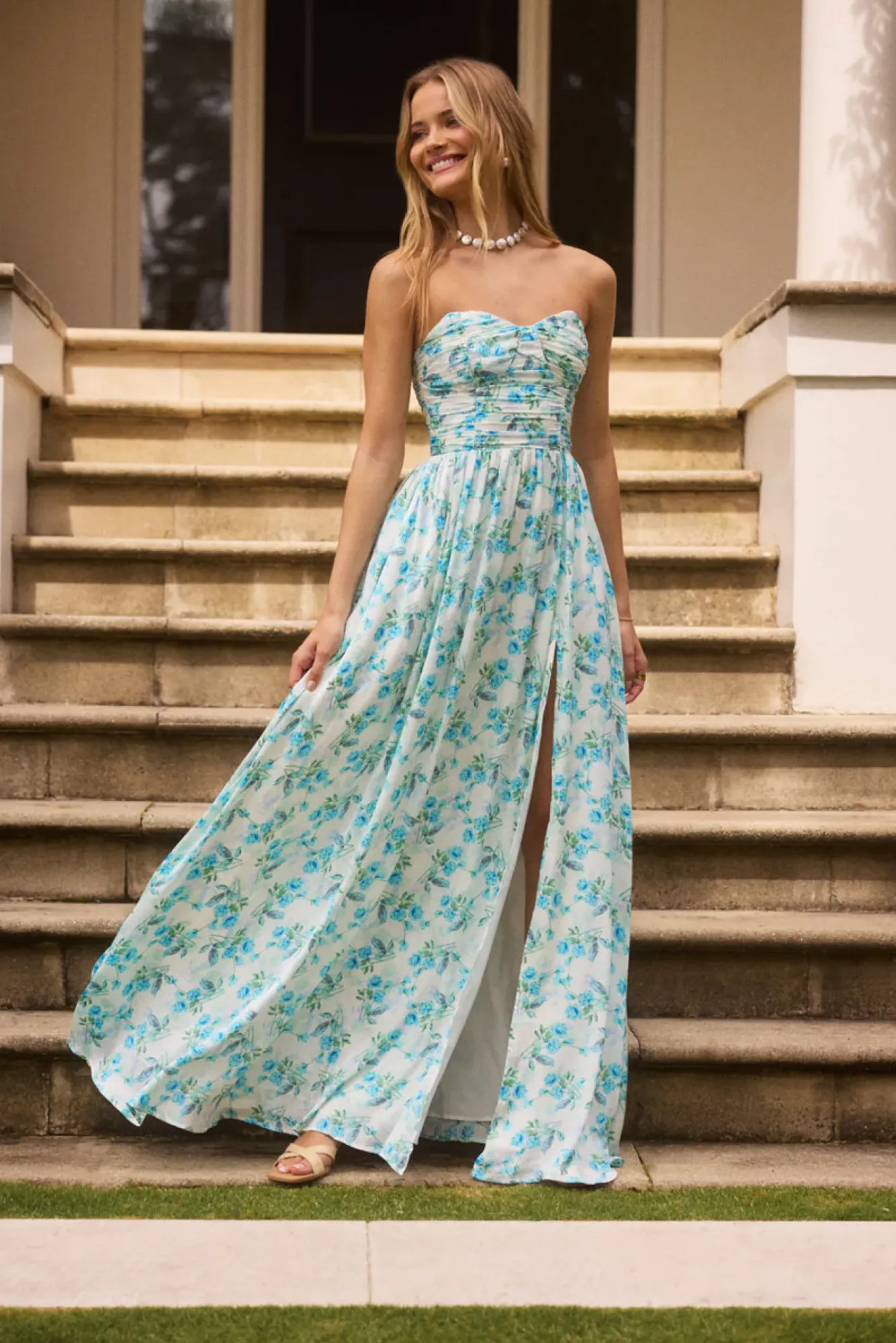 Wedding Guest Dresses|Cocktail Dresses>Hello Molly Dainty Events Strapless Maxi Dress Blue