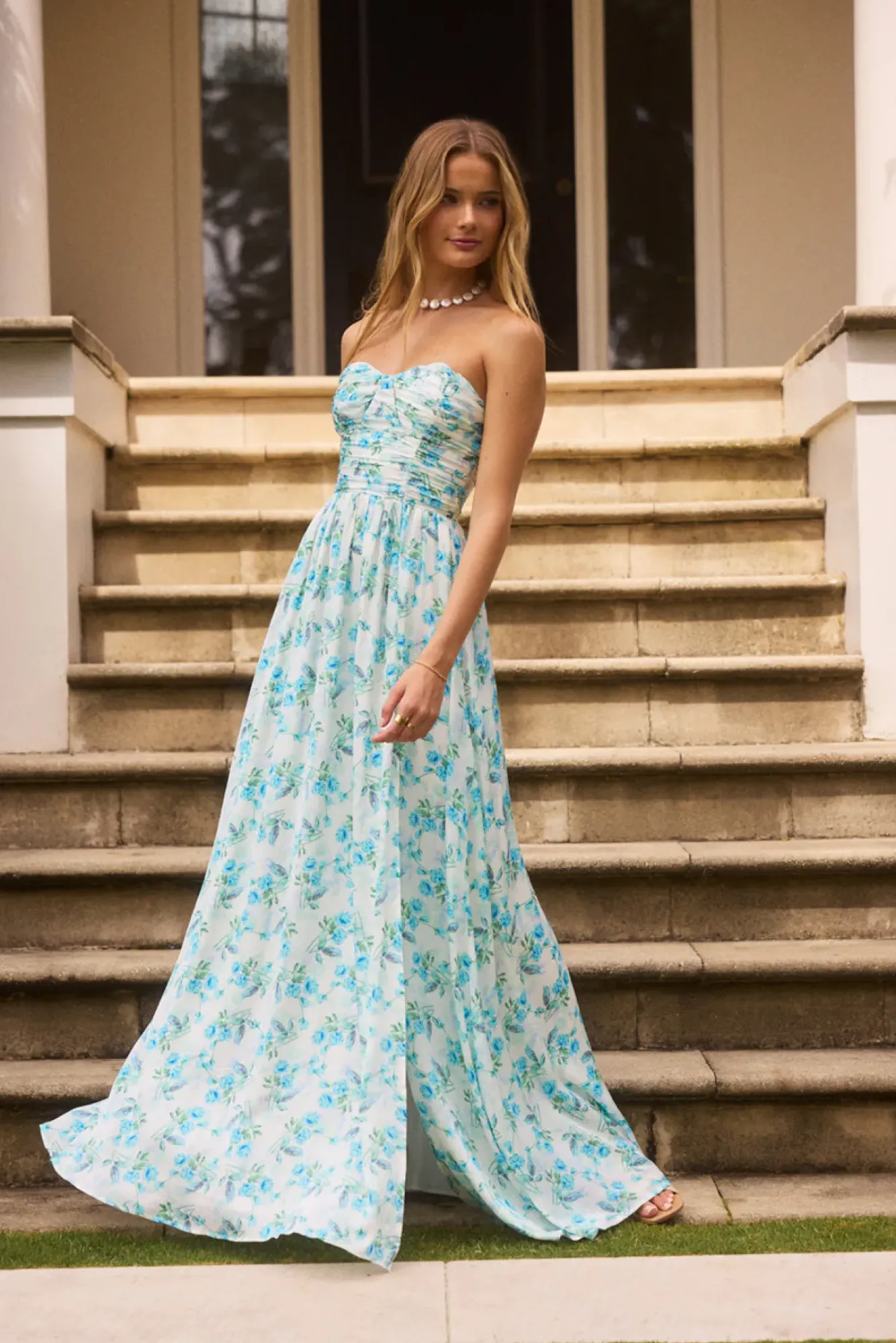 Wedding Guest Dresses|Cocktail Dresses>Hello Molly Dainty Events Strapless Maxi Dress Blue