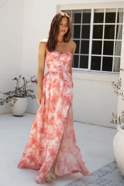 Wedding Guest Dresses|Cocktail Dresses>Hello Molly Dainty Events Strapless Maxi Dress Pink